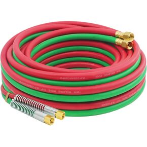 RX WELD Oxygen Acetylene Hose 1/4-Inch × 50 Feet with 9/16"-18 B Fittings, Torch Hose, Grade R