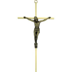 Metallic Wall Crucifix | Gold-Tone or Silver-Tone Finish | 10" Tall | Christian Home | Great Catholic Gift for Baptism, First Holy Communion and Confirmation (Silver-Tone)