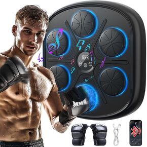 Music Boxing Machine (Upgraded Version), Smart Bluetooth Boxing Music Workout Machine for Adults and Kids, Wall Mounted Musical Boxing Machine with Gloves, for Home, Indoor and Gym