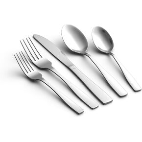 HIKAA 20PCS Silverware Set, Modern Flatware Set Service for 4, Cutlery Set for Home, Kitchen and Restaurant, Mirror Polished, Dishwasher Safe