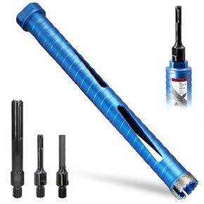 2 1/2" Dry Core Drill Bit, 5/8"-11 Thread, with 3 Adapters Included: SDS Plus, SDS Max and 1/2" Hex Shank; 9.5" Drill Depth, 2.5 inch Diamond Core Bits for Brick, Block and Masonry