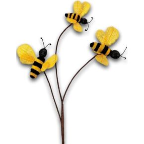 The Bridge Collection Primitive Burlap Bumblebee Spray/Pick