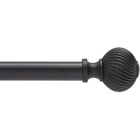 Kenney AZ71891 Vivienne Swirl Ball End قضيب ستارة نافذة مزخرف قياسي، طول قابل للتعديل 48-86 بوصة، لمسة نهائية سوداء غير لامعة، أنبوب فولاذي بقطر 5/8 بوصة