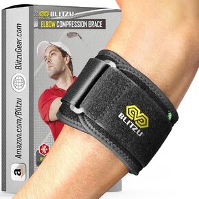 BLITZU Tennis Elbow Brace for Men & Women, Tendonitis Elbow Brace & Strap Golfers Elbow Brace Counterforce Band for Tendon Pain Relief & Support for Forearm, Adjustable With Firm Compression Pad