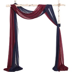 2 Panels 20Ft Wrinkle-Free Wedding Arch Drapes Arch Draping Fabric, Slightly Shiny Arbor Drapery for Wedding Ceremony Reception Swag Decorations (Burgundy & Navy Blue)