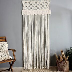 kiido Macrame Curtain for Doorway Window Large Boho Wall Hanging Handmade Bohemian Decor Wedding Backdrop Arch Room Divider for Bedroom Living Room Apartment, 30''W x 78''L
