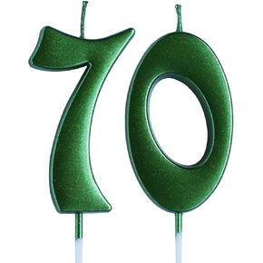 Green 70th Birthday Candle, Number 70 Years Old Candles Cake Topper, Woman Or Man Party Decorations, Supplies