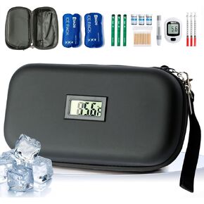 24-Hour Insulin Cooler Travel Case TSA Approved Medication Diabetic Cooler for Daily Life Trip with Thermometer Temperature Display Refrigerated Medicine Organizer Bag includes 2 Ice Packs(Pink)