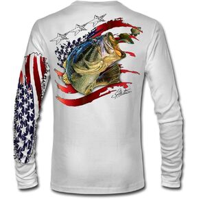 American Flag Bass High Performance Long Sleeve UPF 50+ Fishing Shirt (JM016)