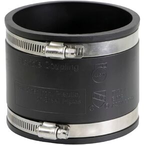6I42 Flexible PVC Coupling with Stainless Steel Clamps, 5.5" Inner Diameter for 5" Nominal Pipe, Black