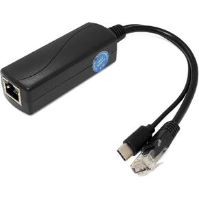 REVODATA Gigabit Type C PoE Splitter 5V/4A, PoE 48V to USB-C 5V/4A Output, Comply IEEE802.3af/at, Adaptive 10/100/1000Mbps, PoE Adapter Splitter for Smart Home/Pi 4B/4B+ (TYPEC0504G)