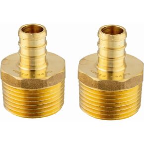 (Pack of 2) EFIELD Pex 3/4 Inch x 1 Inch NPT Male Adapter Brass Barb Crimp Fittings, ASTM F1807 in Kuwait