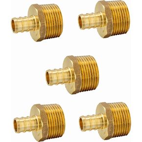 (Pack of 2) EFIELD Pex 3/4 Inch x 1 Inch NPT Male Adapter Brass Barb Crimp Fittings, ASTM F1807