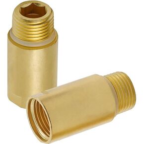 (2 pcs) Upgrade Brass Pipe Plumbing Adapter with Rubber O-ring, 1/2" NPT Male x 1/2" NPT Female Pipe Fitting Coupler, Seamless and Leakproof (2" Length)