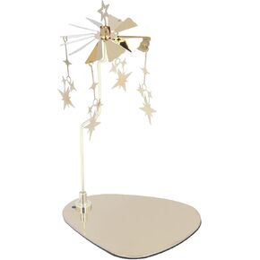 Zerodis Candle Holder Round Triangle, Metal Spinning Wind Candlestick Carousel Candle Tea Light Holder for Home Decoration for Mom Women Wife (Gold Star (No Candle Cup))