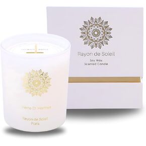 Scented Candle in Matt Glass (White) - Herre D'Hermes - Luxurious Box - 7.1 Oz - Gifts for Anniversaries, Birthdays, Housewarmings, and More - 40 Hrs Burn Time - Aesthetic Soy Candle Gift Set in Saudi Arabia