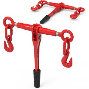 2pcs Ratchet Chain Binder, 5/16" - 3/8" Duty Ratchet Chain Load Binder with 2 Grab Hooks(Working Load: 5,400 Lbs), Adjustable Range of 25"-33"