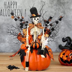 Halloween Table Centerpieces Halloween Table Artificial Flowers Skull Pumpkin Spider Halloween Tabletop Decor for Halloween Home Kitchen Indoor Party Decor
