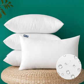 MIULEE Pack of 4 18x18 Inch Outdoor Pillow Inserts Waterproof Decorative Throw Pillow Insert, Square Lumbar Garden Pillow Form for Patio Sofa Couch