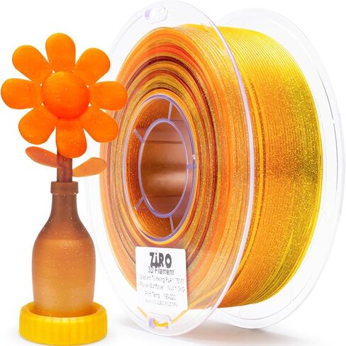 ZIRO PLA Filament 1.75 مم، لون سريع التغير PLA، بريق لامع مع قاعدة PLA ملونة شفافة، مادة طباعة ثلاثية الأبعاد، بكرة 1 كجم/2.2 رطل، تناسب معظم طابعات FDM، سلسلة الزهور، عباد الشمس in Kuwait