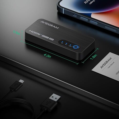 محول HDMI 2.1 4K 120 هرتز، محول AVIDGRAM HDMI 3 في 1 مع جهاز تحكم عن بعد بالأشعة تحت الحمراء، 3 منافذ 8K 60 هرتز، محور نحيف لتحديد HDMI تلقائيًا 48 جيجابت في الثانية، متوافق مع Xbox Series X، PS4 Pro، PS5، تلفزيون UHD، شاشة، جهاز عرض in Kuwait