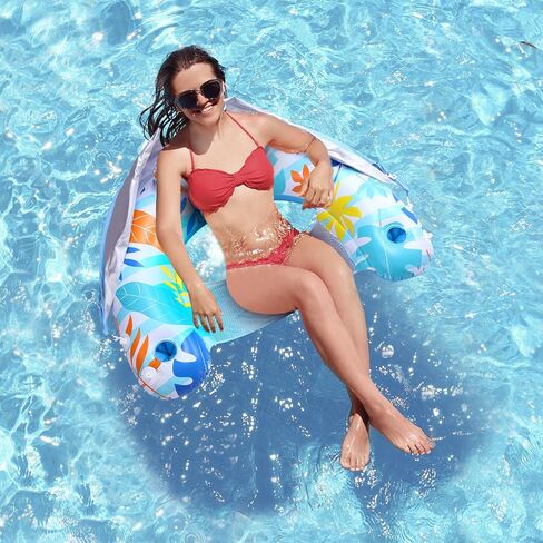 LAYCOL Premium Pool Floats Adult with Canopy - Stylish Pool Lounger - Heavy Duty Pool floaties for Adults - Beach Floats Pool Chair Swimming Pool Accessories for Women Floating with Cup Phone Holder in Kuwait