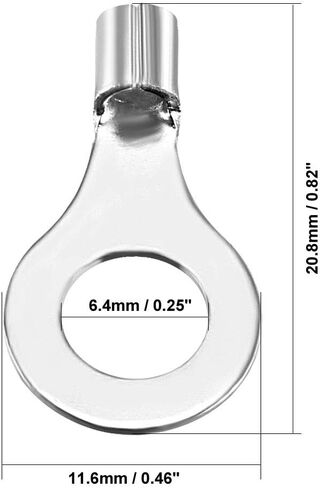 عروة أسلاك نحاسية من uxcell، 16-14AWG RNB2-6L، فتحة مسمار، أطراف كابل البطارية، فتحات تجعيد أطراف حلقية أنبوبية موصلات فضية اللون 20 قطعة in Saudi Arabia