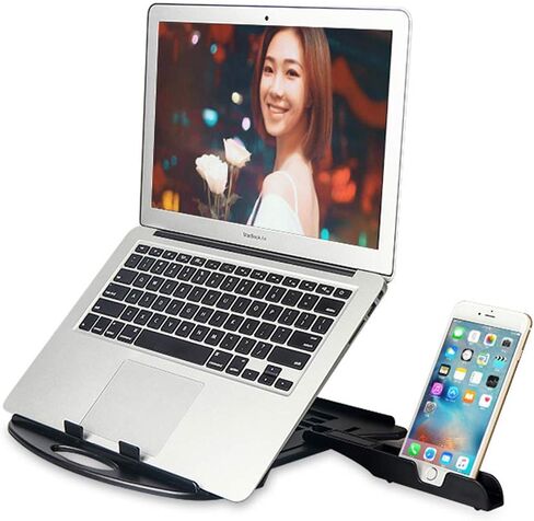 COOSKIN Foldable Laptop Stands with Height Adjustable (Up to17cm),Portable Laptop Riser with Swivel Base (Black) in Kuwait