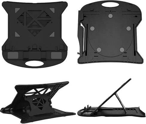 COOSKIN Foldable Laptop Stands with Height Adjustable (Up to17cm),Portable Laptop Riser with Swivel Base (Black) in Kuwait