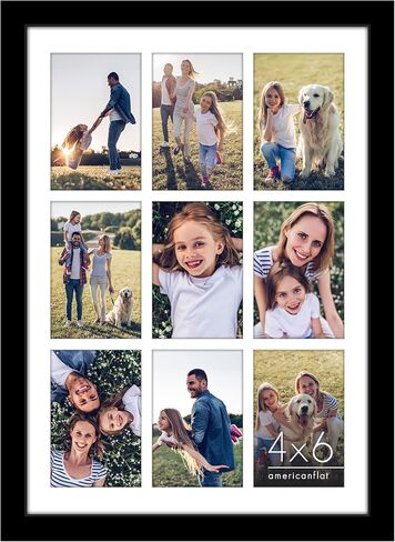 Americanflat 14x20 Collage Picture Frame with Polished Plexiglass - Fits Nine 4x6 Photos or One 14x20 Photo - Gallery Wall Frame Set - Signature Collection - Photo Frame for Wall Display – Black in Saudi Arabia