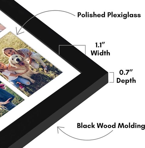 Americanflat 14x20 Collage Picture Frame with Polished Plexiglass - Fits Nine 4x6 Photos or One 14x20 Photo - Gallery Wall Frame Set - Signature Collection - Photo Frame for Wall Display – Black in Saudi Arabia
