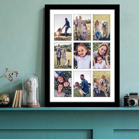 Americanflat 14x20 Collage Picture Frame with Polished Plexiglass - Fits Nine 4x6 Photos or One 14x20 Photo - Gallery Wall Frame Set - Signature Collection - Photo Frame for Wall Display – Black in Saudi Arabia
