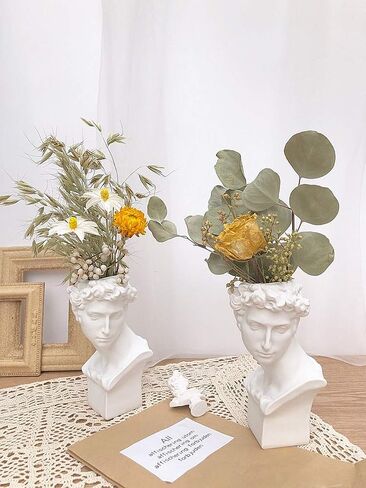 Greek Roman Style Statue Flowers Vase Succulent Planter - Makeup Brushes Container Pen Holder - Great Gift for Home or Office Decoration (David-Small(6.5x3.5inch)) in Saudi Arabia