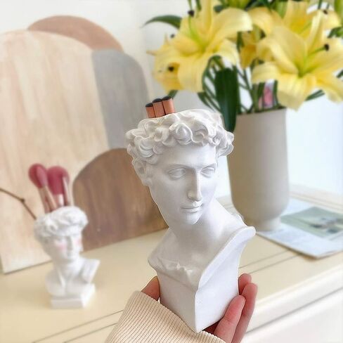 Greek Roman Style Statue Flowers Vase Succulent Planter - Makeup Brushes Container Pen Holder - Great Gift for Home or Office Decoration (David-Small(6.5x3.5inch)) in Saudi Arabia
