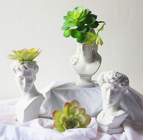 Greek Roman Style Statue Flowers Vase Succulent Planter - Makeup Brushes Container Pen Holder - Great Gift for Home or Office Decoration (David-Small(6.5x3.5inch)) in Saudi Arabia