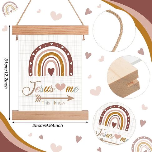 بوهو قوس قزح ديكور الحضانة بوهو قوس قزح جدار الفن بوهو الحضانة جدار ديكور يسوع يحبني معلقة جدار الفن هدايا المعمودية لفتاة استحمام الطفل in Kuwait