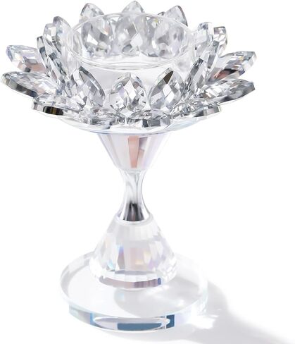 حامل شموع على شكل زهرة اللوتس الكريستال الفضي من YWHL، حامل شموع للشموع الدعامة، حامل عصي شموع زجاجية لتزيين القطعة المركزية للطاولة، حامل شموع على شكل عمود مزخرف لديكور حفلات الزفاف in Kuwait