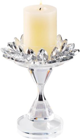 حامل شموع على شكل زهرة اللوتس الكريستال الفضي من YWHL، حامل شموع للشموع الدعامة، حامل عصي شموع زجاجية لتزيين القطعة المركزية للطاولة، حامل شموع على شكل عمود مزخرف لديكور حفلات الزفاف in Kuwait