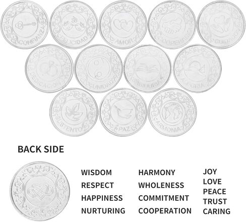 Arras Para Boda Catolica - 13pc Wedding Unity Coins with Diamond Heart Shaped Box, Arras de matrimonio, Wedding Coins for Unity Ceremony Ideas, Arras de boda Catolica,Unity Coins Catholic (Silver) in Saudi Arabia