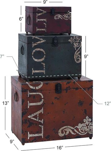 Deco 79 Metal Decorative Box Live Love Laugh Decorative Keepsake Boxes with Hinged Lid, Set of 3 Storage Boxes 16", 12", 9"W, Multi Colored in Saudi Arabia