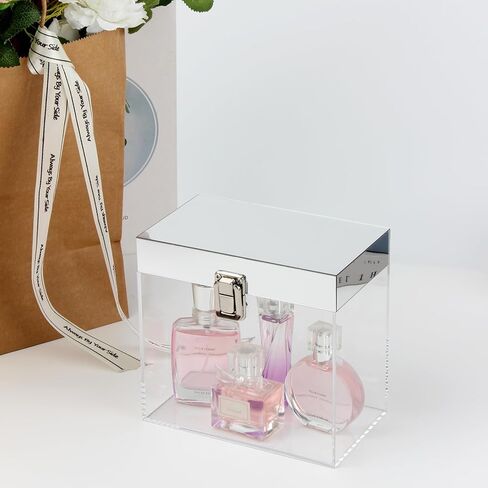 صندوق مكعب من الأكريليك الشفاف مع غطاء، حاويات تخزين مستحضرات التجميل والمجوهرات ذات المرايا، حاويات منظمة، صناديق تغليف هدايا لحفلات أعياد الميلاد وحفلات الزفاف السنوية، 6.7 بوصة × 3.9 بوصة × 6.3 بوصة in Kuwait