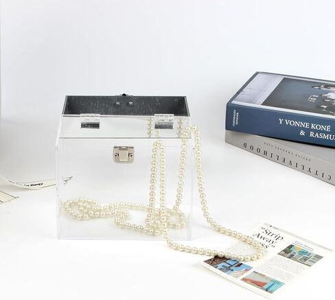 صندوق مكعب من الأكريليك الشفاف مع غطاء، حاويات تخزين مستحضرات التجميل والمجوهرات ذات المرايا، حاويات منظمة، صناديق تغليف هدايا لحفلات أعياد الميلاد وحفلات الزفاف السنوية، 6.7 بوصة × 3.9 بوصة × 6.3 بوصة in Kuwait