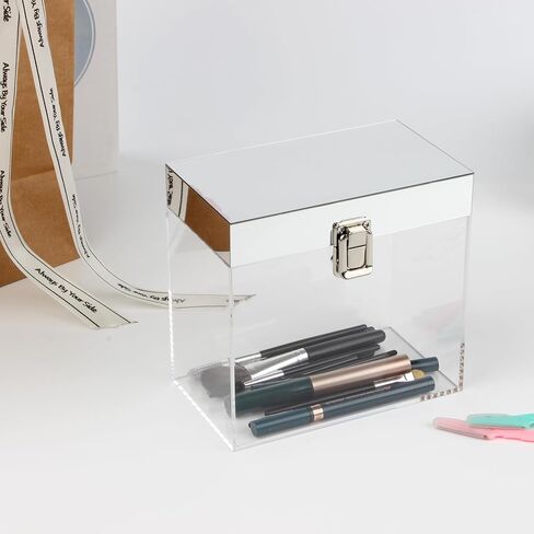 صندوق مكعب من الأكريليك الشفاف مع غطاء، حاويات تخزين مستحضرات التجميل والمجوهرات ذات المرايا، حاويات منظمة، صناديق تغليف هدايا لحفلات أعياد الميلاد وحفلات الزفاف السنوية، 6.7 بوصة × 3.9 بوصة × 6.3 بوصة in Kuwait
