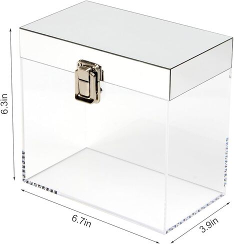 صندوق مكعب من الأكريليك الشفاف مع غطاء، حاويات تخزين مستحضرات التجميل والمجوهرات ذات المرايا، حاويات منظمة، صناديق تغليف هدايا لحفلات أعياد الميلاد وحفلات الزفاف السنوية، 6.7 بوصة × 3.9 بوصة × 6.3 بوصة in Kuwait