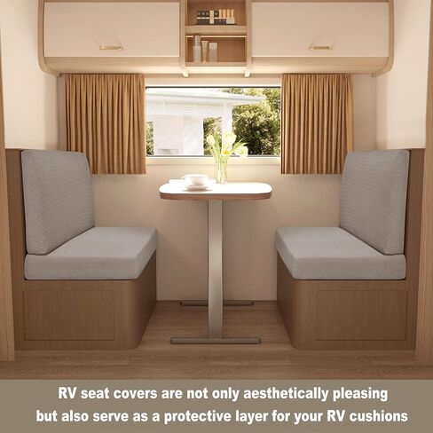 Deisy Dee RV Dinette Cushion Covers,Stretchable Rv Seat Covers,Camper Cushions Cover for RV Camper Car Bench (Khaki, 1 Bench Cover & 1 Backrest Cover) in Kuwait