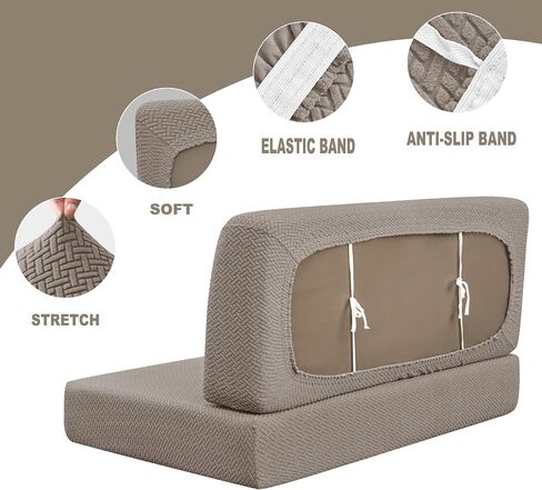 Deisy Dee RV Dinette Cushion Covers,Stretchable Rv Seat Covers,Camper Cushions Cover for RV Camper Car Bench (Khaki, 1 Bench Cover & 1 Backrest Cover) in Kuwait