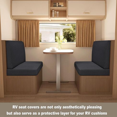 Deisy Dee RV Dinette Cushion Covers,Stretchable Rv Seat Covers,Camper Cushions Cover for RV Camper Car Bench (Khaki, 1 Bench Cover & 1 Backrest Cover) in Kuwait