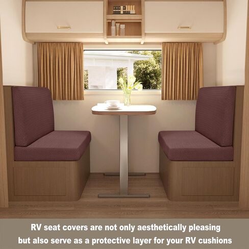 Deisy Dee RV Dinette Cushion Covers,Stretchable Rv Seat Covers,Camper Cushions Cover for RV Camper Car Bench (Khaki, 1 Bench Cover & 1 Backrest Cover) in Kuwait