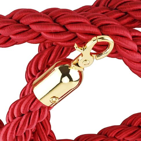 NovelBee 4 قطع حبل مضفر من القنب المخملي الأحمر مع خطافات ذهبية، حبال حاجز طابور بطول 5 أقدام، حواجز أمان حبل مخملية للتحكم في الحشود لتزيين الحفلات in Saudi Arabia