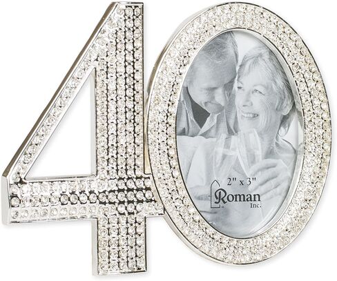 Roman Giftware Inc., Caroline Collection, Wedding & Anniversary, 3.25" H 40TH RHINESTONE FRAME,Religious, Inspirational, Durable (4x1x3) in Saudi Arabia
